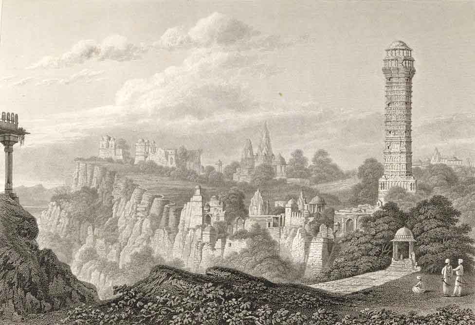 Interior view of Chitor, photo by Donald Macbeth, reproduced in Col. Tod's 'Annals of Mewar' 