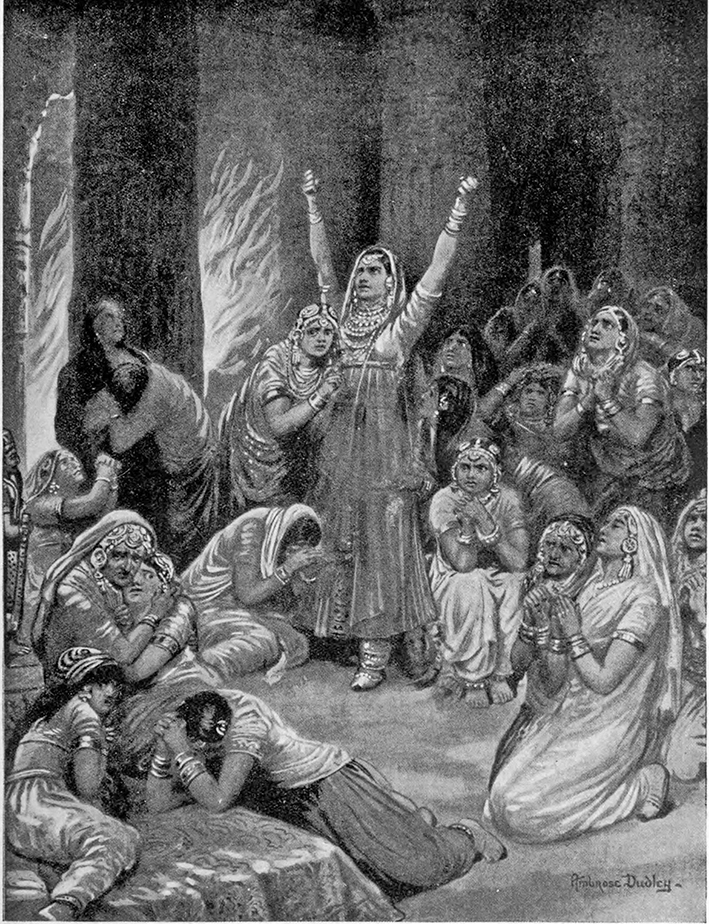 The Rajput ceremony of Jauhar (holocaust), 1567, illustration from 'Hutchinsons History of the Nations', c.1910 